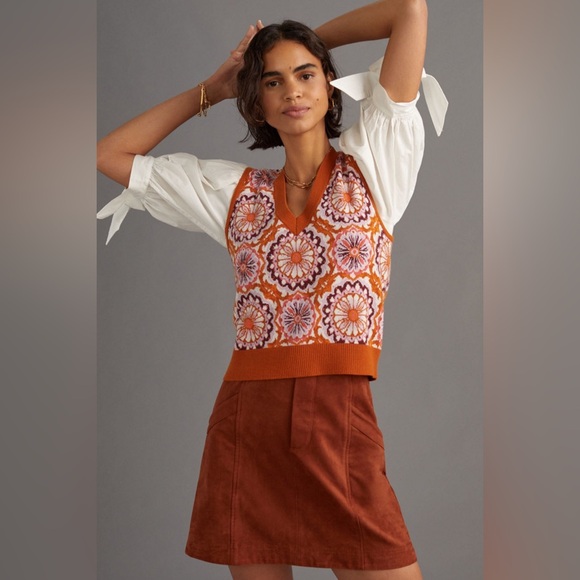 Anthropologie by Maeve Jacquard Sweater Vest size S NWT - Picture 2 of 11